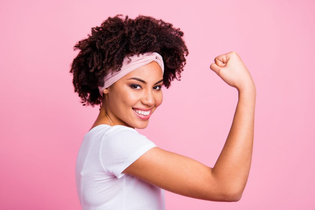 strong woman that took beauty training courses to grow her business